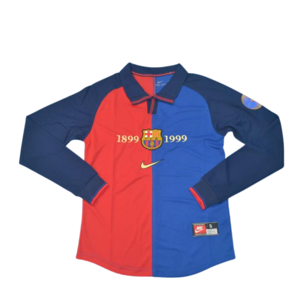 BARCELONA 1999 ANNIVERSARY LONG SLEEVE HOME RETRO FOOTBALL SHIRT
