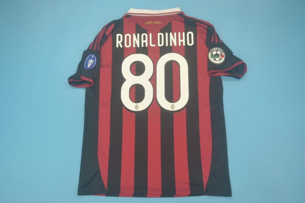 AC MILAN 2009 - 2010 HOME MALDINI RETIRED RETRO FOOTBALL SHIRT