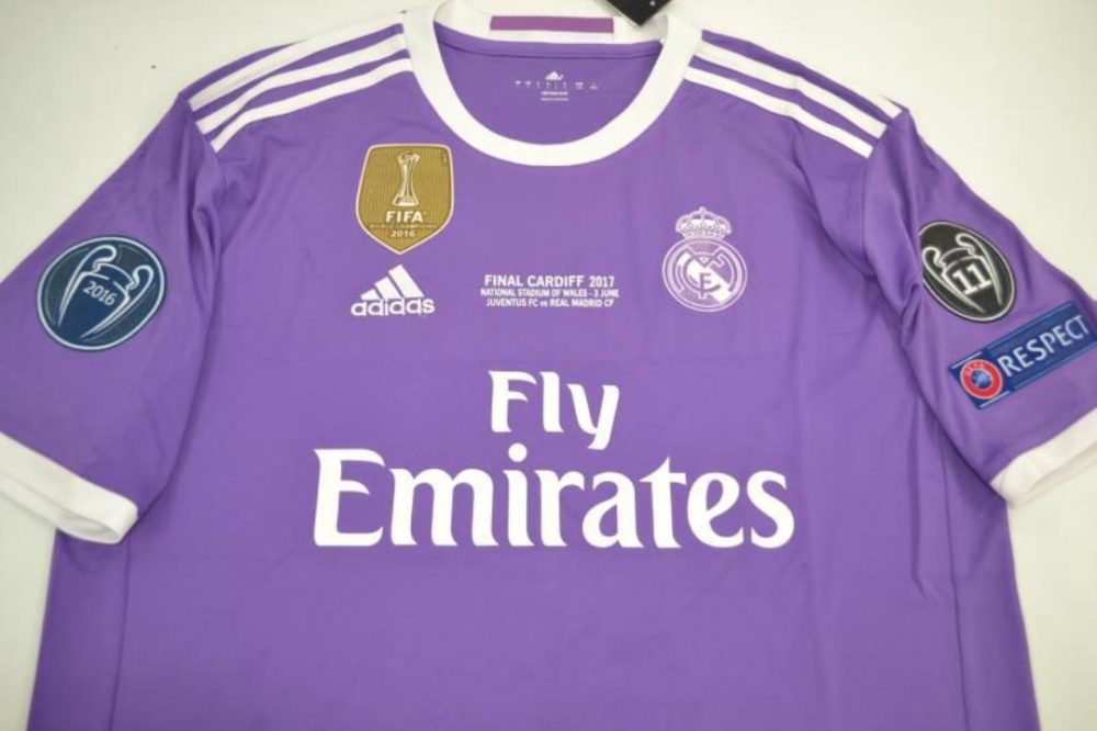 REAL MADRID 2017 CHAMPIONS LEAGUE PURPLE AWAY RETRO FOOTBALL SHIRT