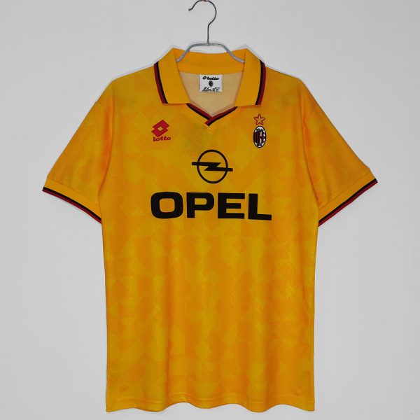 AC MILAN 1995 - 1996 AWAY THIRD YELLOW RETRO FOOTBALL SHIRT