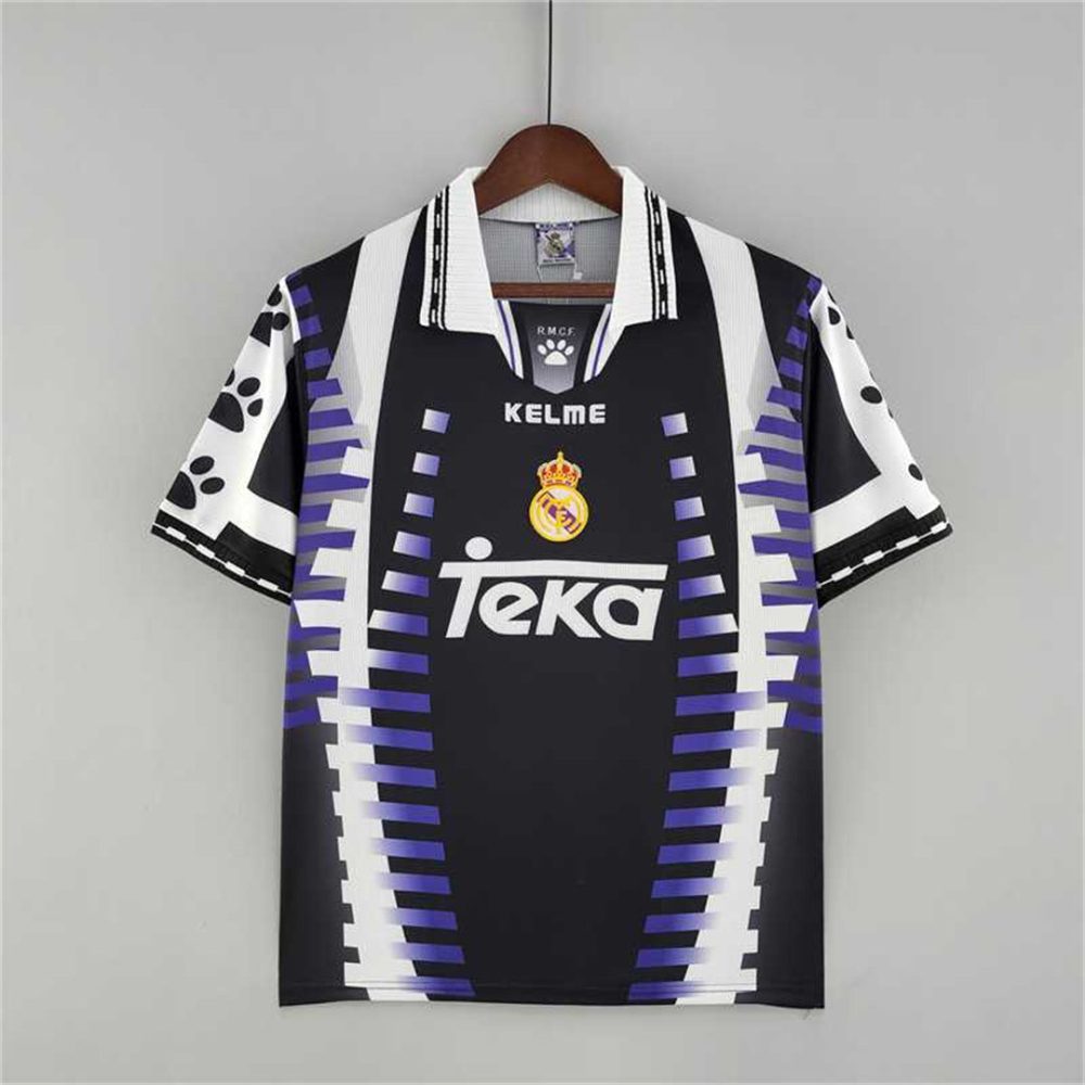 REAL MADRID 1997 AWAY THIRD BLACK PURPLE RETRO FOOTBALL SHIRT