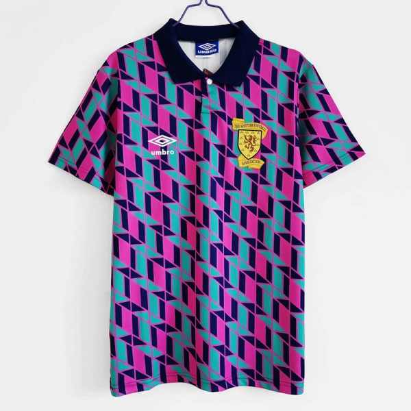 SCOTLAND 1990 PINK / GREEN AWAY RETRO FOOTBALL SHIRT