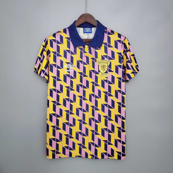 SCOTLAND 1991 YELLOW AND PINK AWAY RETRO FOOTBALL SHIRT