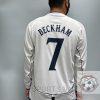 England Retro Jersey 2002 Long Sleeve Home Shirt Name Number Set #7 BECKHAM