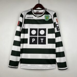 Sporting Lisbon Retro Jersey 2001 Long Sleeve Home Shirt