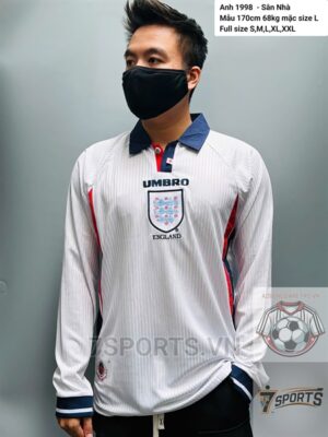 England Retro Jersey 1998 Long Sleeve Home Shirt