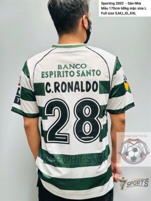 Sporting Lisbon Retro Jersey 2002 Home Shirt Name Number Set #28 RONALDO