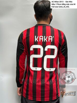 AC Milan Retro Jersey 2013 Long Sleeve Home Shirt Name Number Set #22 KAKA'