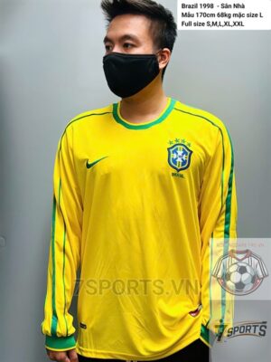 Brazil Retro Jersey 1998 Long Sleeve Home Shirt