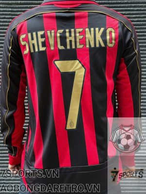 AC Milan Retro Soccer Jersey 2006 Long Sleeve - Home Shirt Name Number Set #7 SHEVCHENKO