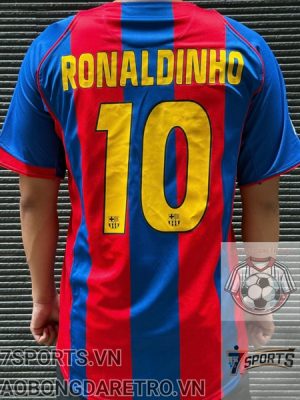 Barcelona Retro Soccer Jersey 2004 - Home Shirt Name Number Set #10 RONALDINHO