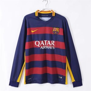 Barcelona Retro Soccer Jersey 2015 Long Sleeve - Home Shirt