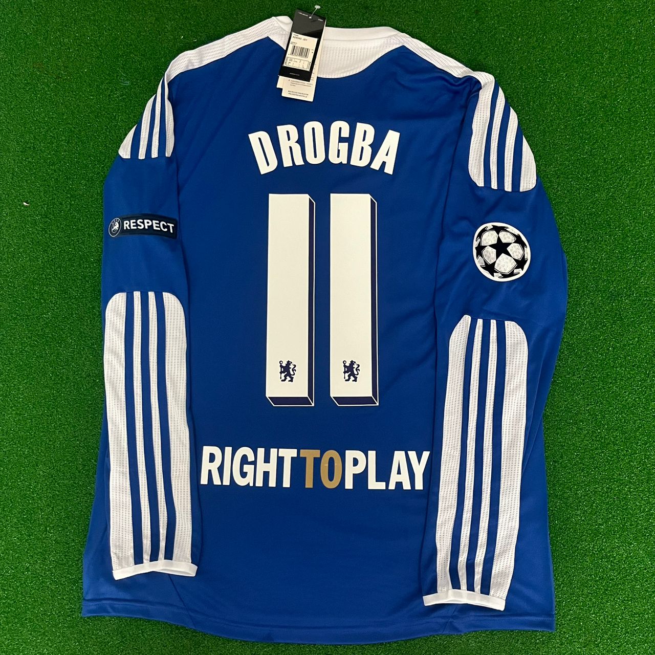 Didier Drogba Chelsea Champhions League 2012 Munich Final Retro Long Sleeve Jersey