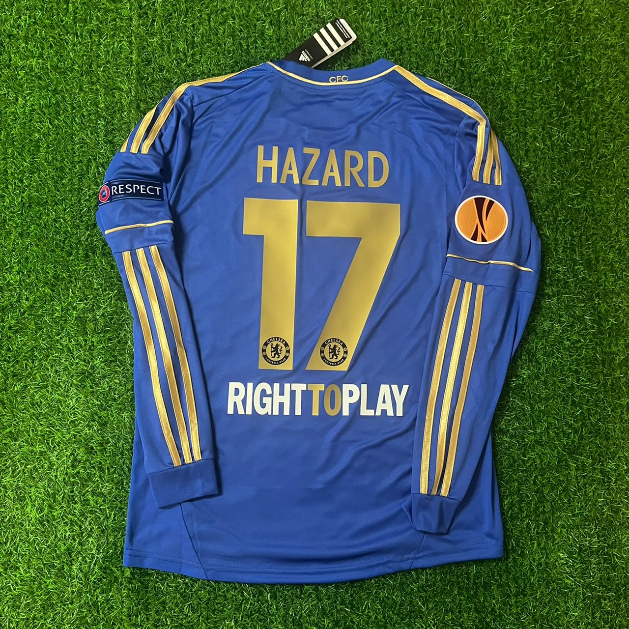 Eden Hazard Chelsea 2013 Europe League Final Amsterdam Blue Retro Football Jersey