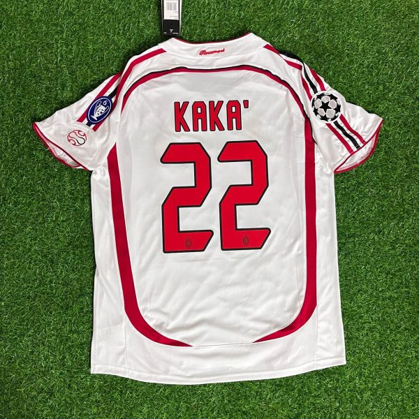 Kaká Leite Milan 2007 Final Athene Champions League Final White Retro Football Jersey