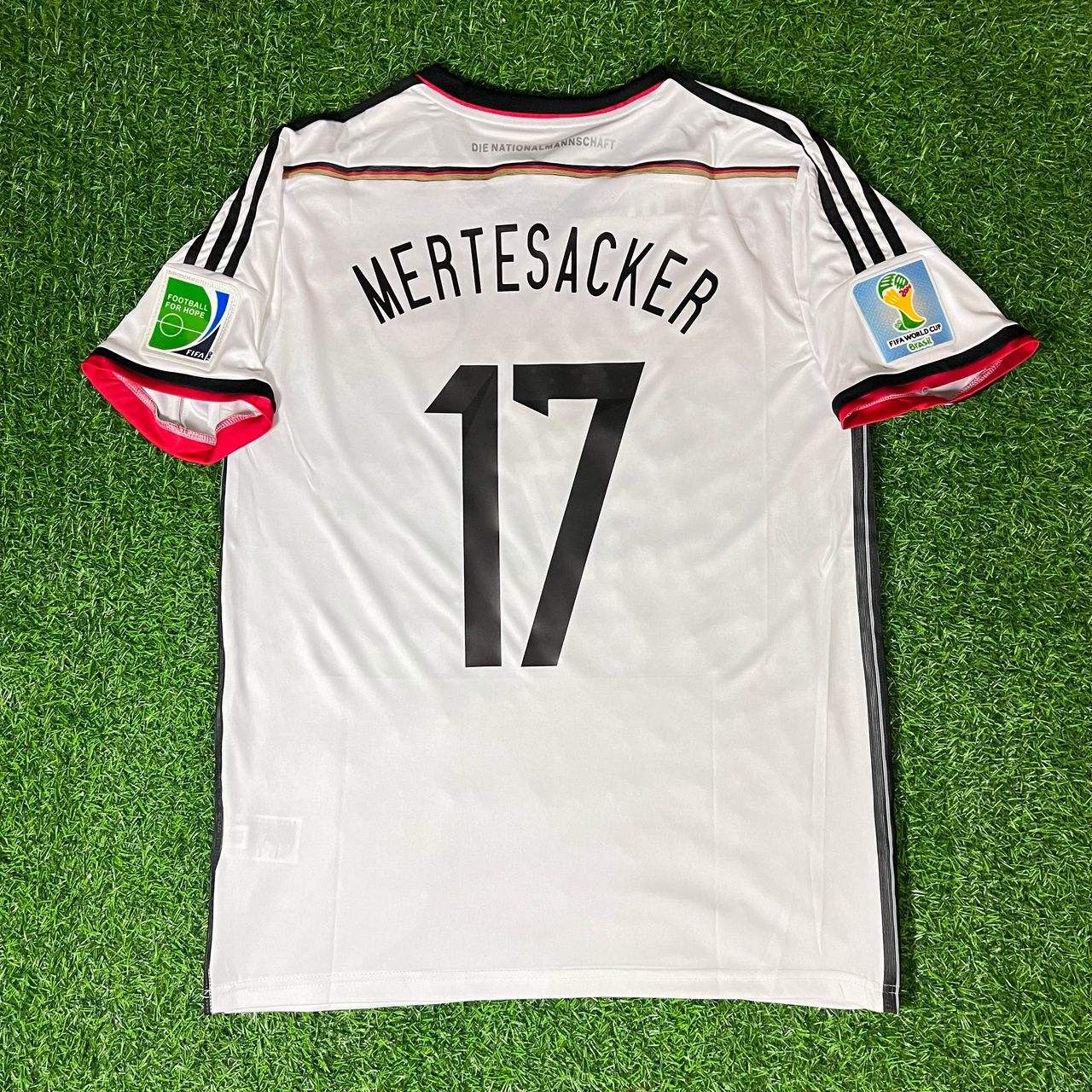 Per Mertesacker 17 - Germany Deutschland 2014 World Cup White Retro Kit Jersey Trikot Maillot Soccer Shirt