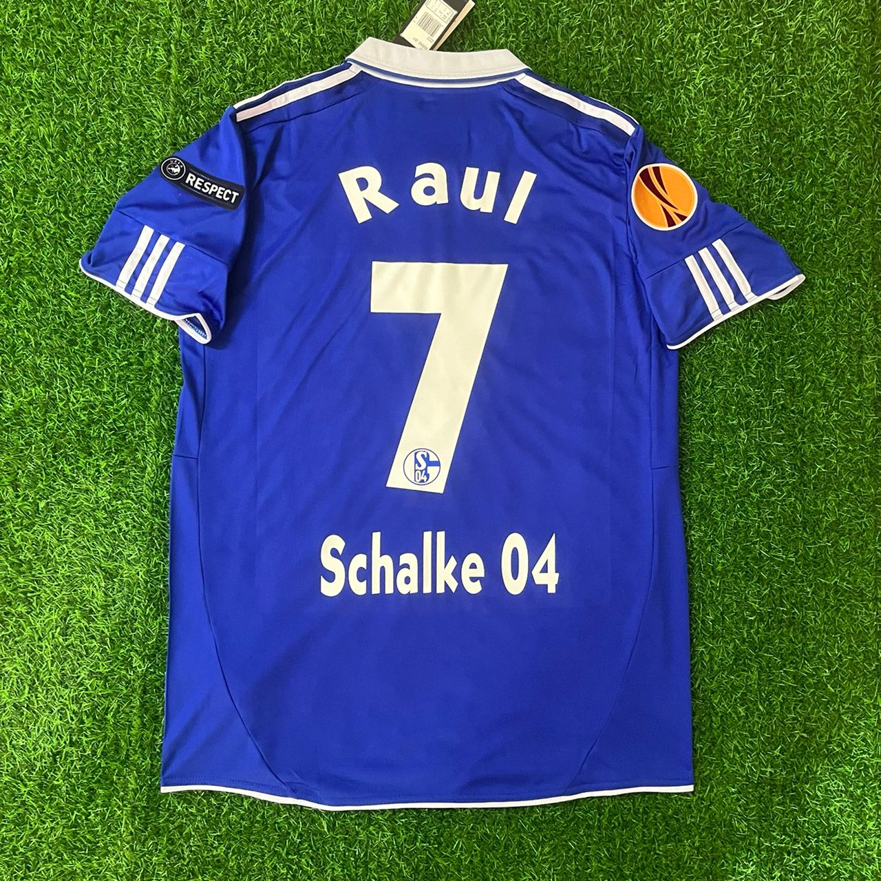 Raul Gonzalez Blanco Schalke 04 2011 2012 Retro Uefa Patch Football Jersey Trikot Maillot Soccer Shirt