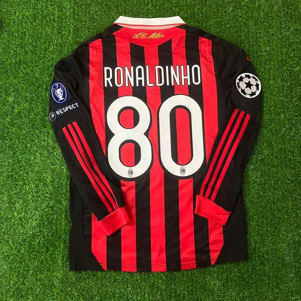 Ronaldinho Milan 2009 2011 Retro Long Sleeve Jersey Maillot Trikot Maglia